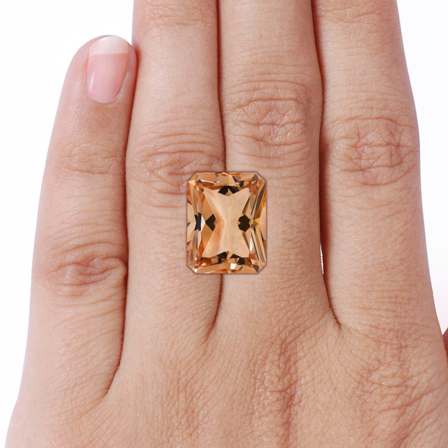 For Sale:  ANGARA GIA Certified Emerald-Cut Morganite Ring in White Gold with Milgrain  7