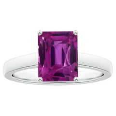 ANGARA GIA Certified Emerald-Cut Pink Sapphire Solitaire Ring in Platinum