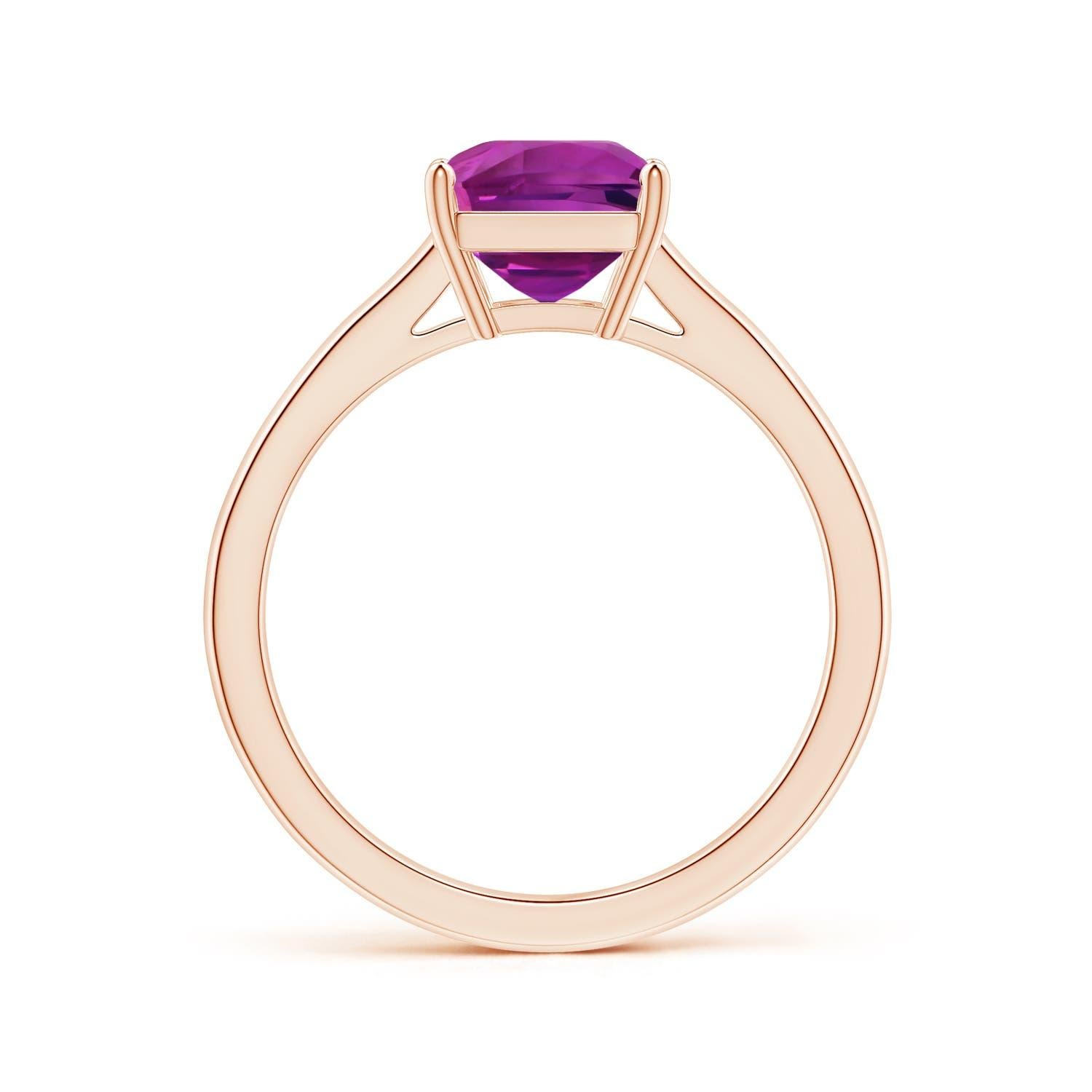 For Sale:  ANGARA GIA Certified Emerald-Cut Pink Sapphire Solitaire Ring in Rose Gold 2