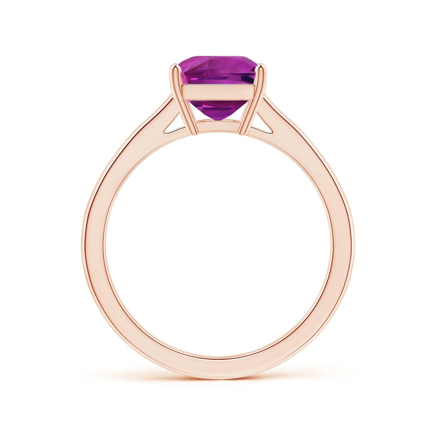 ANGARA GIA Certified Emerald-Cut Pink Sapphire Solitaire Ring in Rose Gold 2