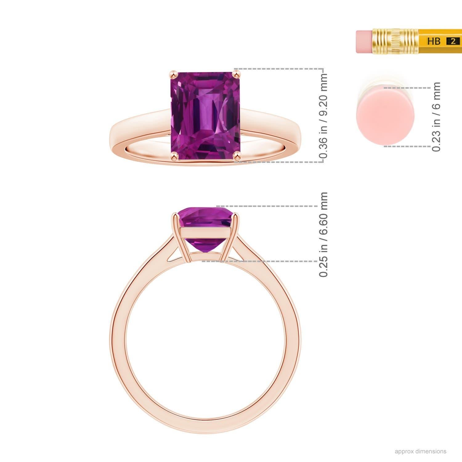 ANGARA GIA Certified Emerald-Cut Pink Sapphire Solitaire Ring in Rose Gold 5