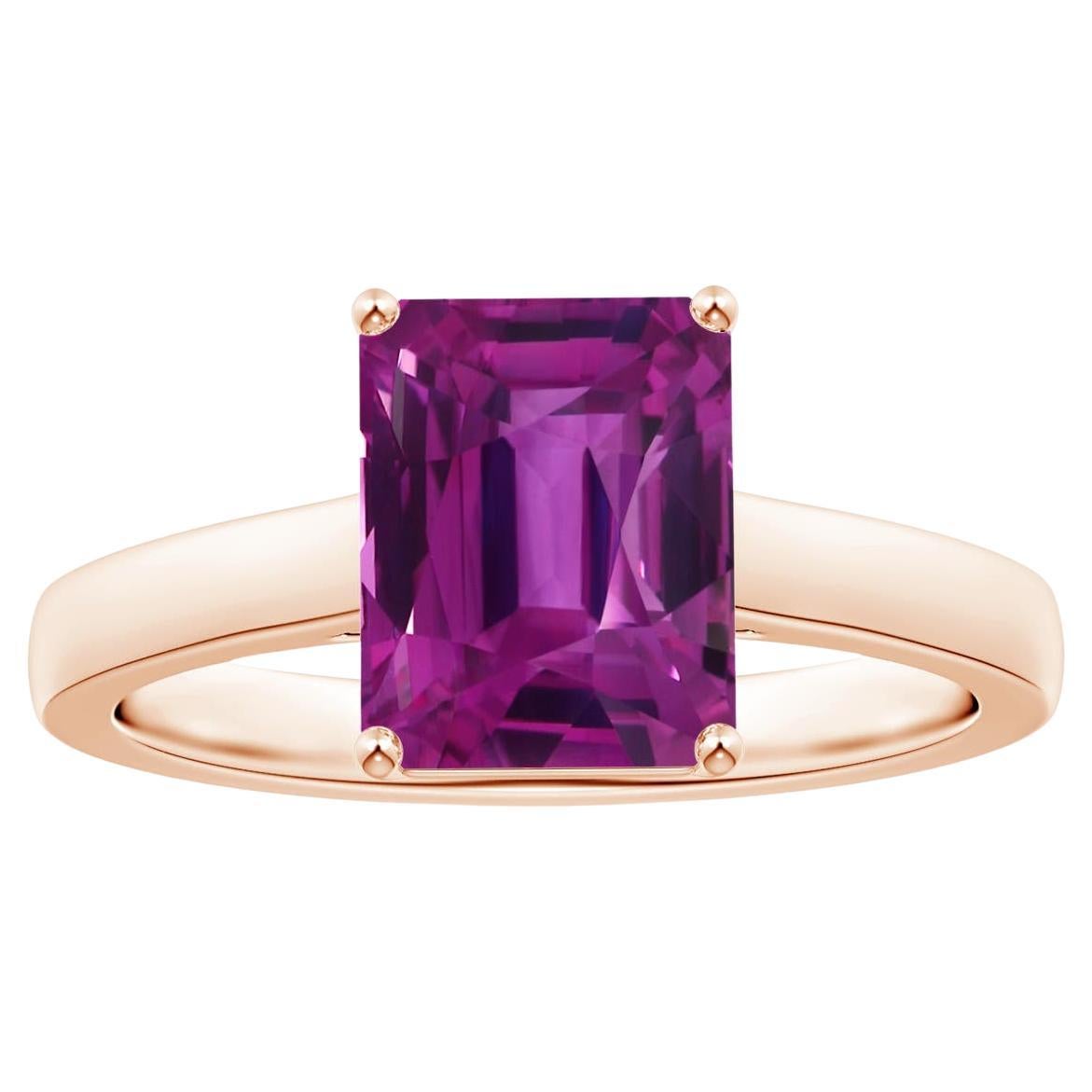 For Sale:  ANGARA GIA Certified Emerald-Cut Pink Sapphire Solitaire Ring in Rose Gold