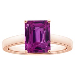 ANGARA GIA Certified Emerald-Cut Pink Sapphire Solitaire Ring in Rose Gold