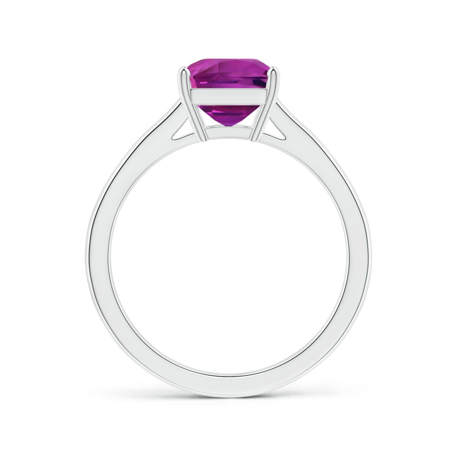 For Sale:  ANGARA GIA Certified Emerald-Cut Pink Sapphire Solitaire Ring in White Gold 2