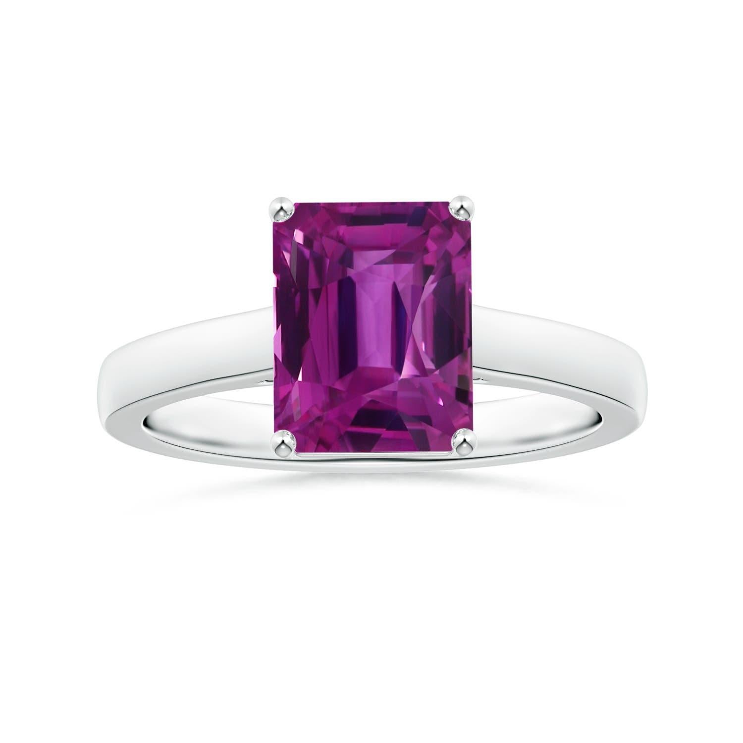 For Sale:  ANGARA GIA Certified Emerald-Cut Pink Sapphire Solitaire Ring in White Gold