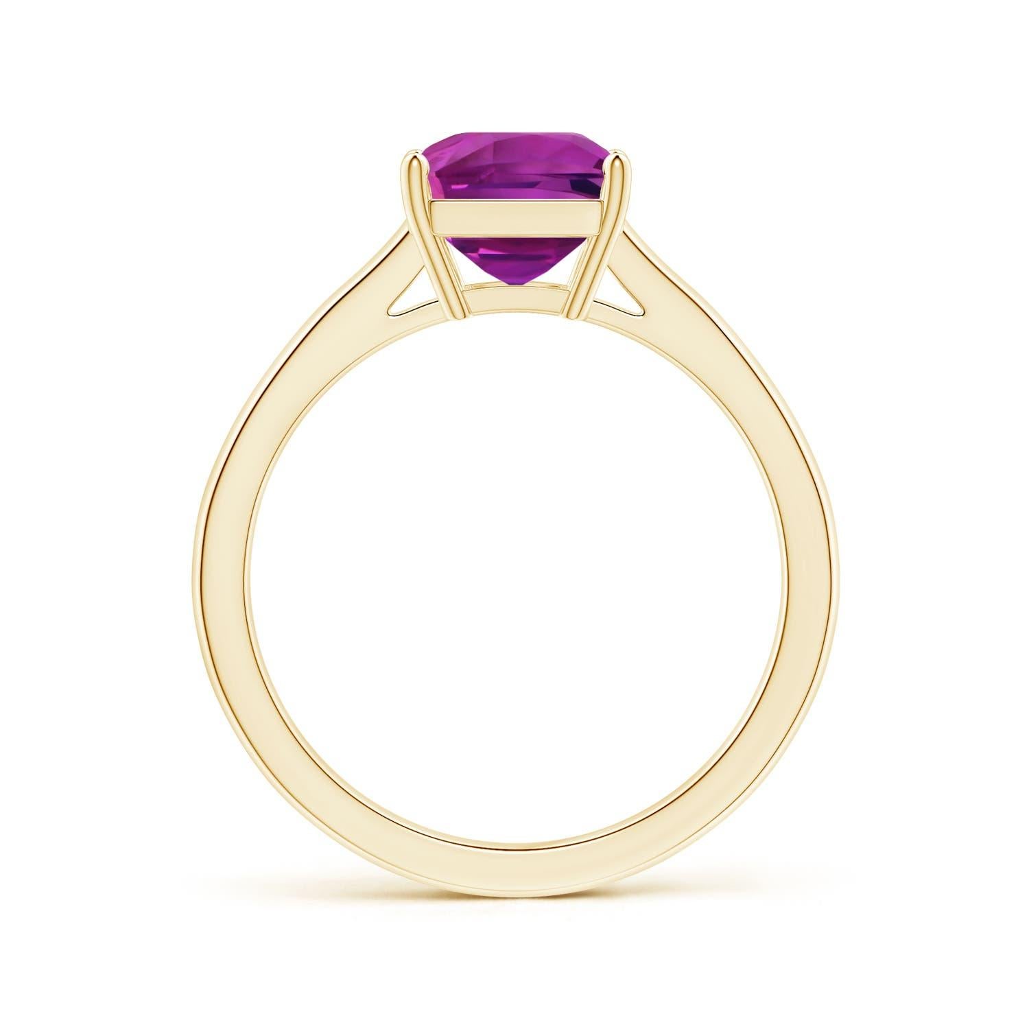 For Sale:  ANGARA GIA Certified Emerald-Cut Pink Sapphire Solitaire Ring in Yellow Gold 2