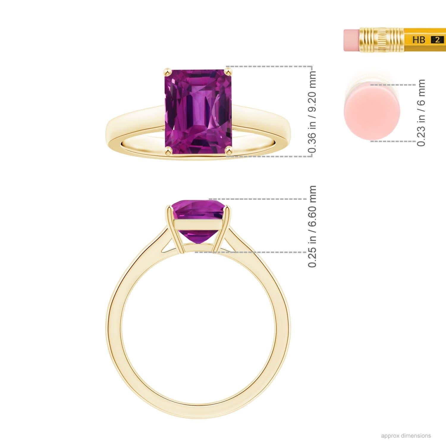 For Sale:  ANGARA GIA Certified Emerald-Cut Pink Sapphire Solitaire Ring in Yellow Gold 5