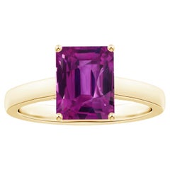 ANGARA GIA Certified Emerald-Cut Pink Sapphire Solitaire Ring in Yellow Gold