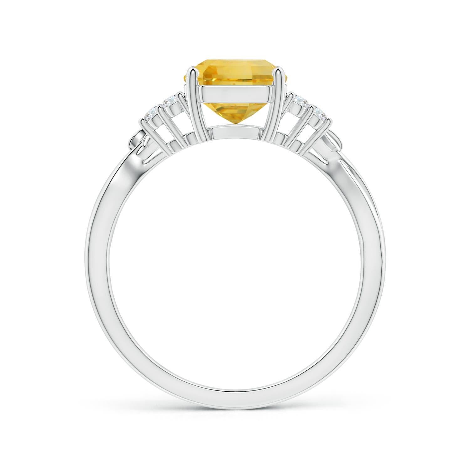 For Sale:  Angara Gia Certified Emerald-Cut Yellow Sapphire & Diamond Ring in Platinum 2