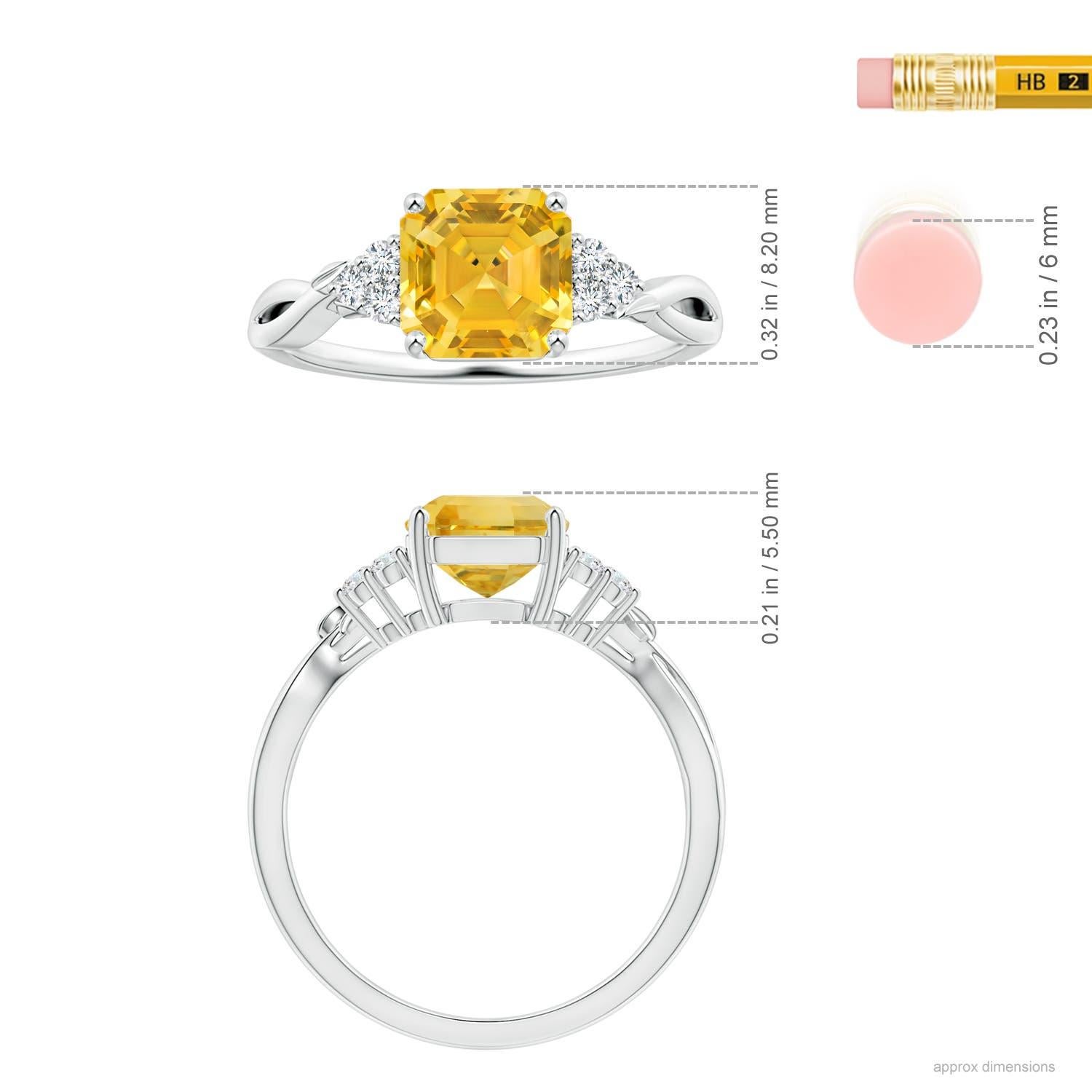 For Sale:  Angara Gia Certified Emerald-Cut Yellow Sapphire & Diamond Ring in Platinum 5