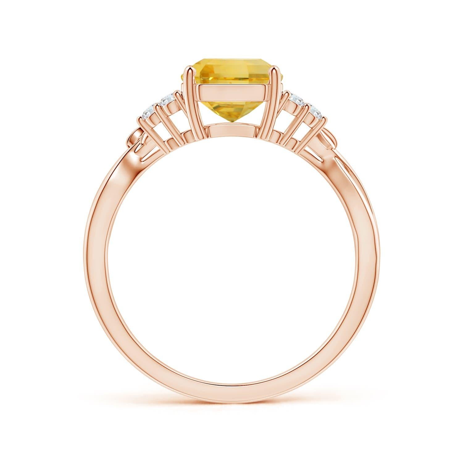 For Sale:  Angara Gia Certified Emerald-Cut Yellow Sapphire & Diamond Ring in Rose Gold 2