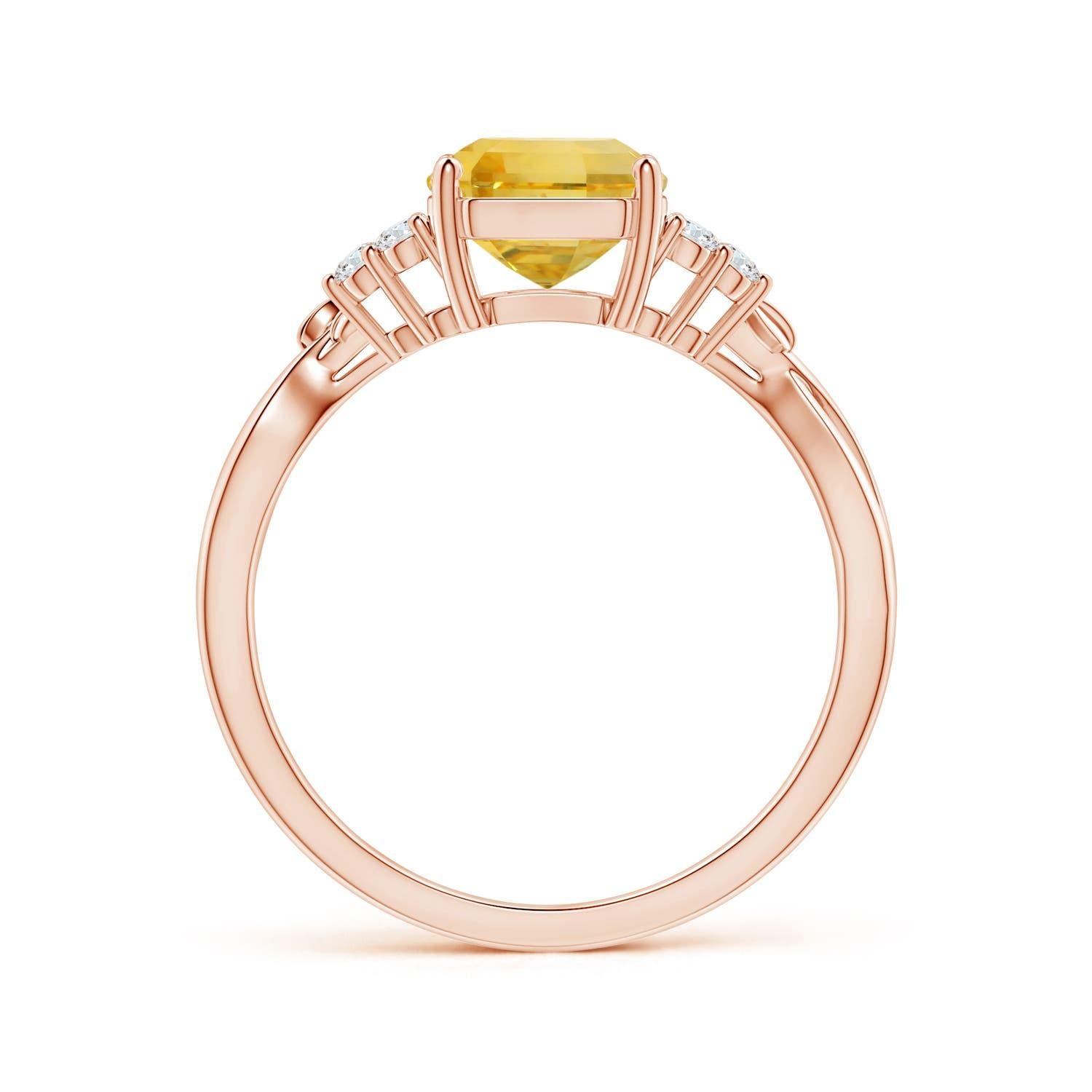 For Sale:  ANGARA GIA Certified Emerald-Cut Yellow Sapphire & Diamond Ring in Rose Gold  2