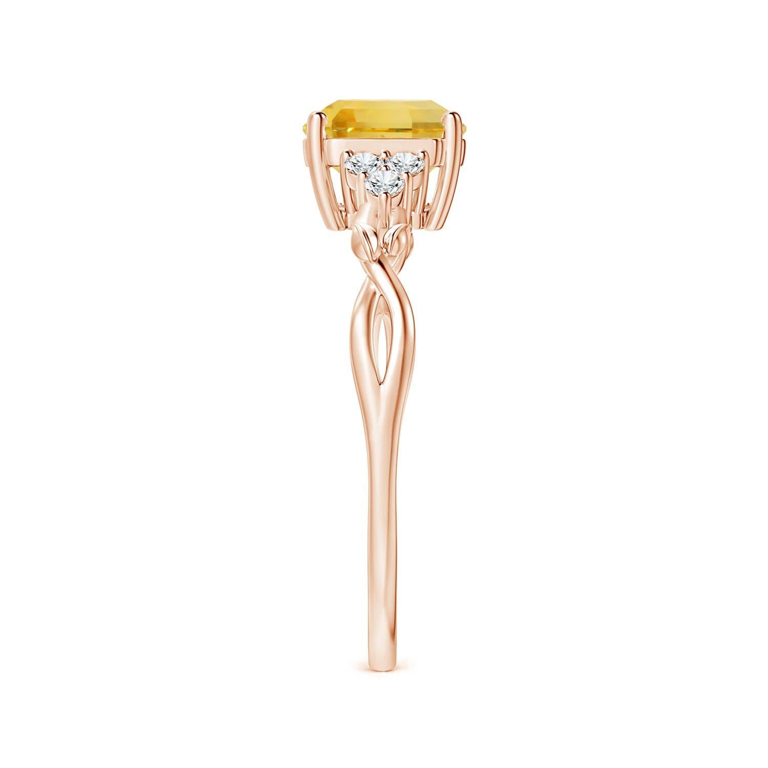 En vente :  Angara Gia Bague en or rose avec saphir jaune taille émeraude et diamants certifiés 4