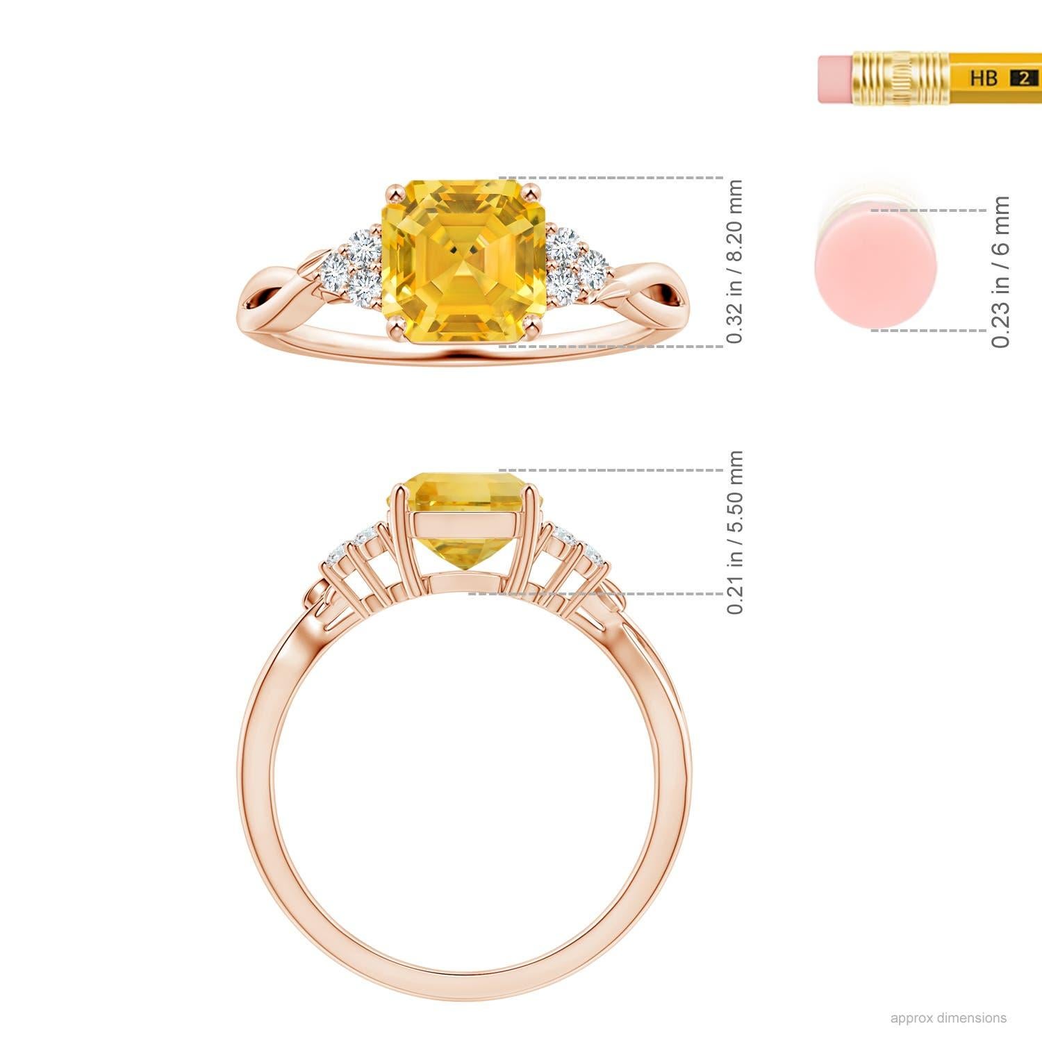 For Sale:  Angara Gia Certified Emerald-Cut Yellow Sapphire & Diamond Ring in Rose Gold 5