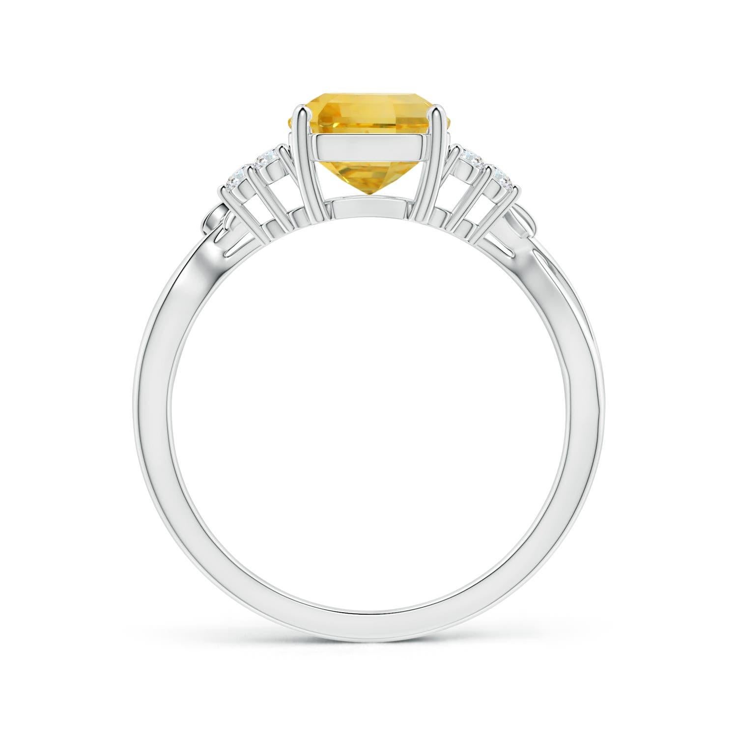 For Sale:  ANGARA GIA Certified Emerald-Cut Yellow Sapphire & Diamond Ring in White Gold  2