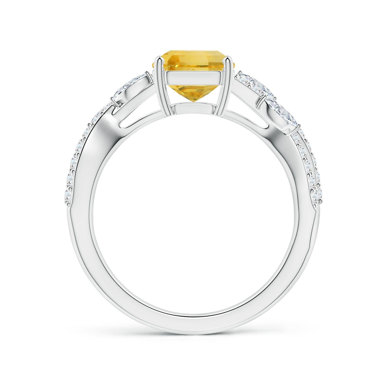 For Sale:  Angara Gia Certified Emerald-Cut Yellow Sapphire Diamond Ring in White Gold 2