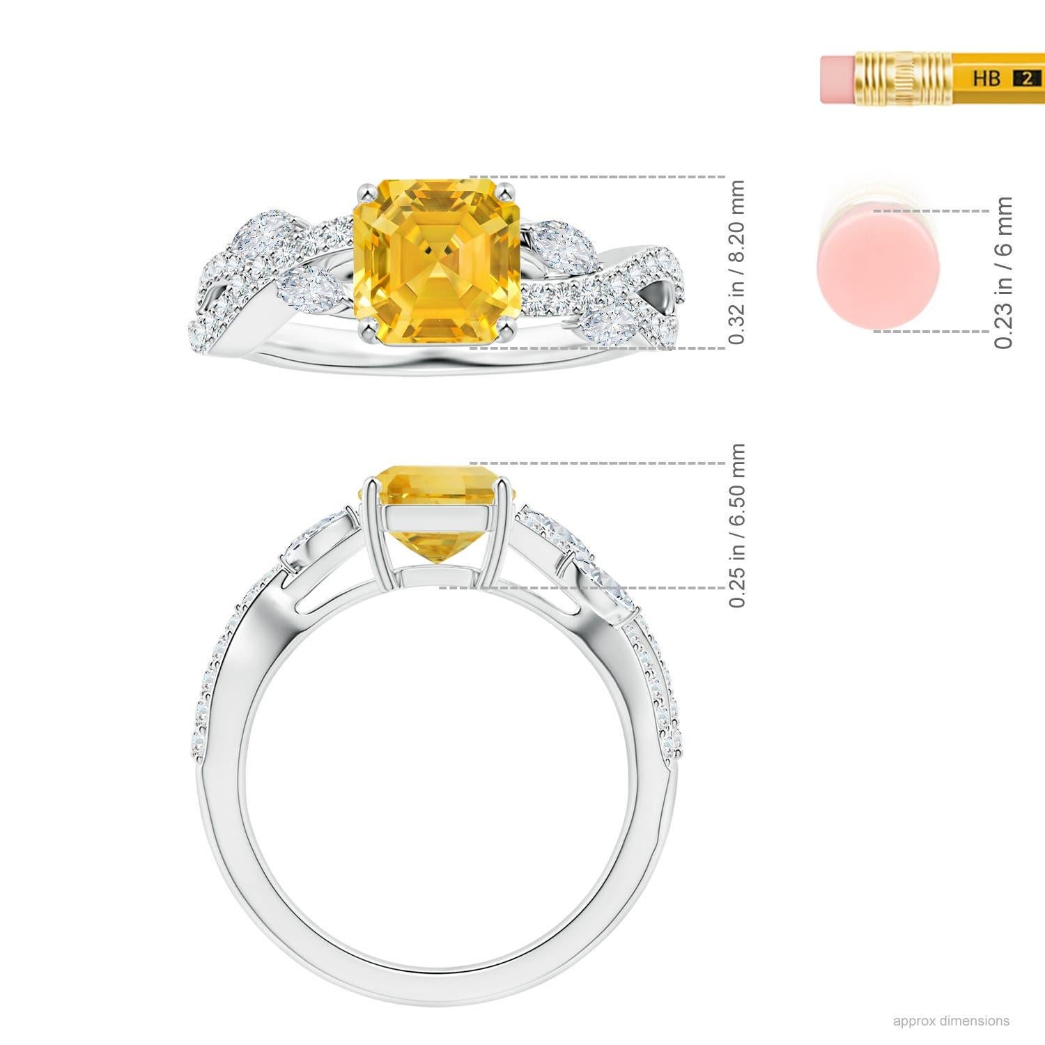 For Sale:  Angara Gia Certified Emerald-Cut Yellow Sapphire Diamond Ring in White Gold 5