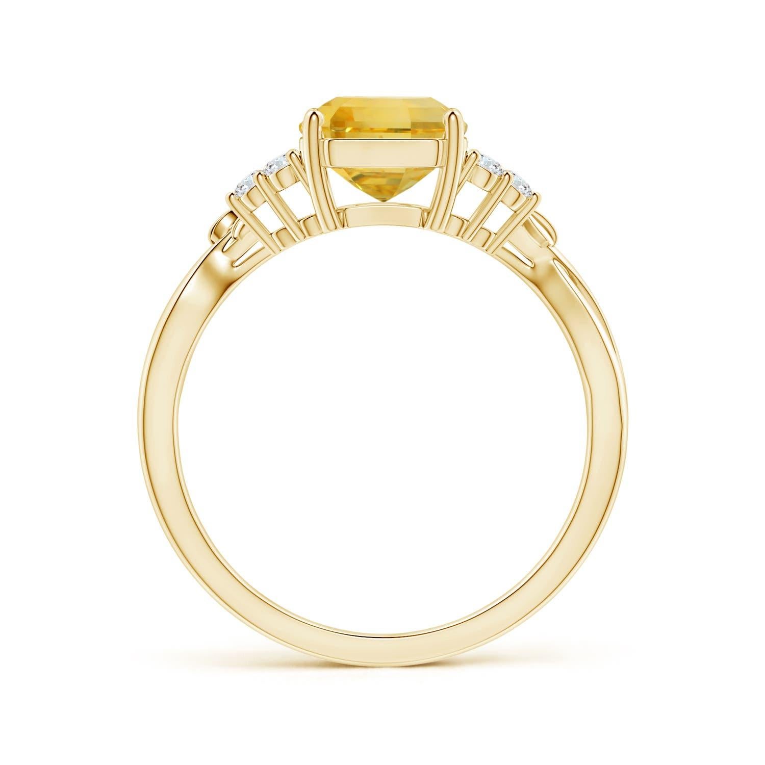 For Sale:  Angara Gia Certified Emerald-Cut Yellow Sapphire & Diamond Ring in Yellow Gold  2