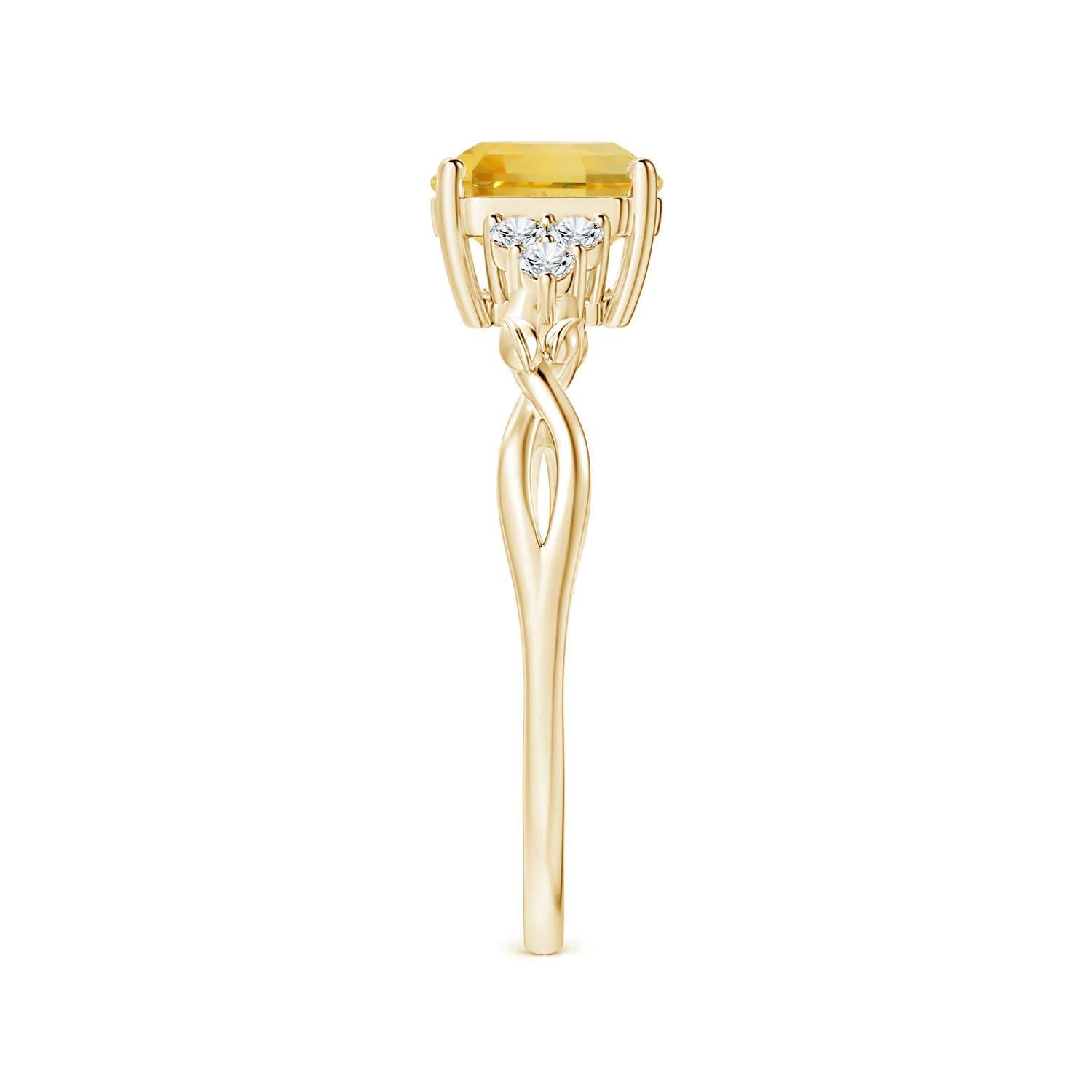 For Sale:  Angara Gia Certified Emerald-Cut Yellow Sapphire & Diamond Ring in Yellow Gold 4