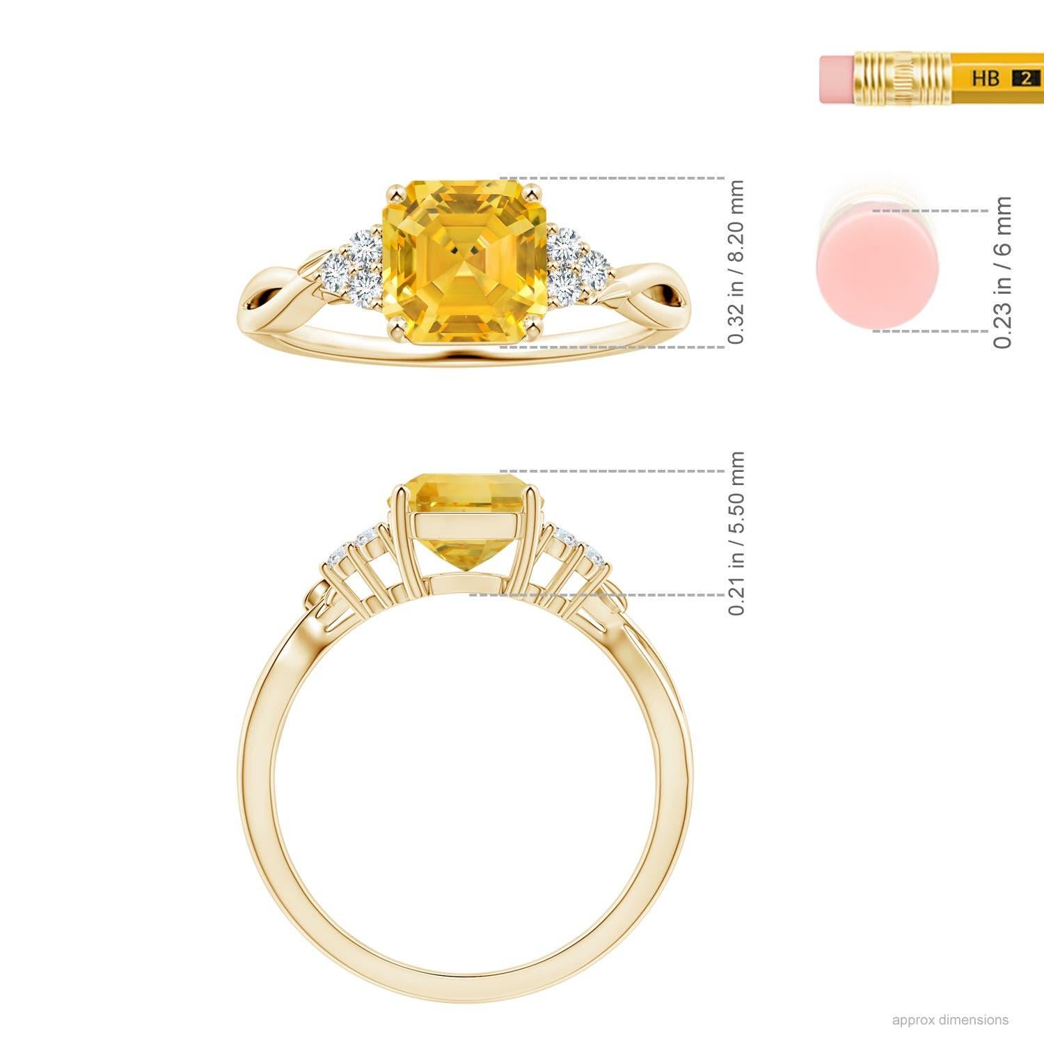 For Sale:  Angara Gia Certified Emerald-Cut Yellow Sapphire & Diamond Ring in Yellow Gold 5