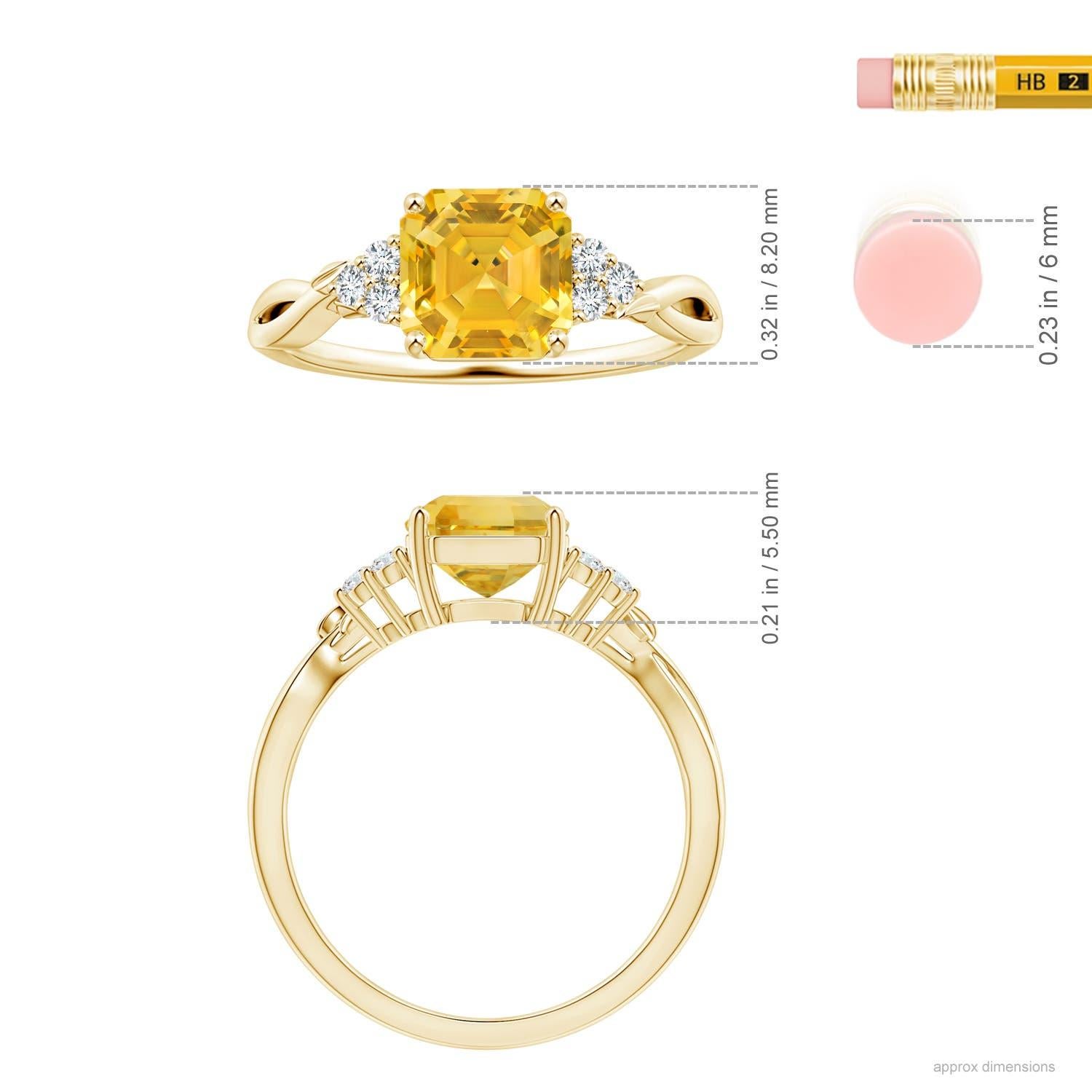 For Sale:  Angara Gia Certified Emerald-Cut Yellow Sapphire & Diamond Ring in Yellow Gold  5
