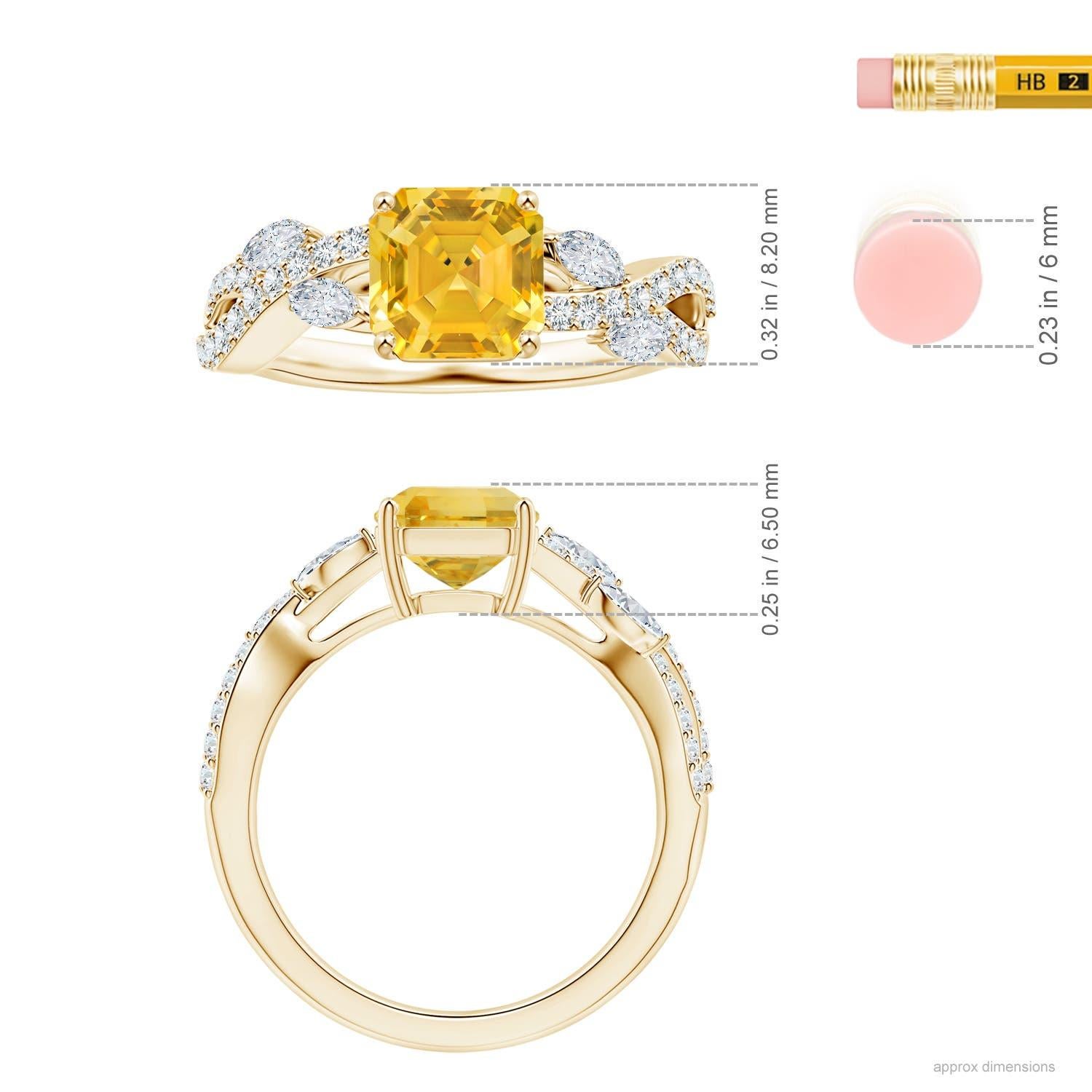 Im Angebot: ANGARA GIA-zertifizierter gelber Saphir-Diamantring aus Gelbgold mit Smaragdschliff () 5