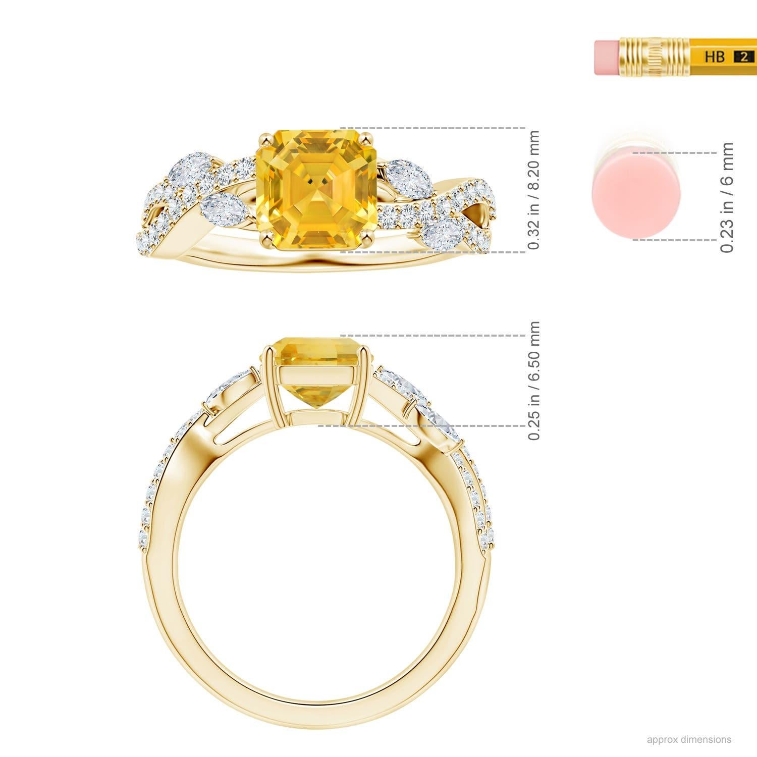 For Sale:  Angara Gia Certified Emerald-Cut Yellow Sapphire Diamond Ring in Yellow Gold 5