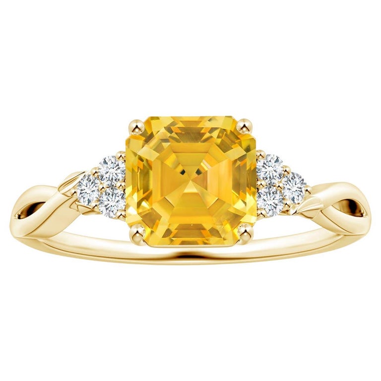 Customizable Angara Gia Certified EmeraldCut Yellow Sapphire and
