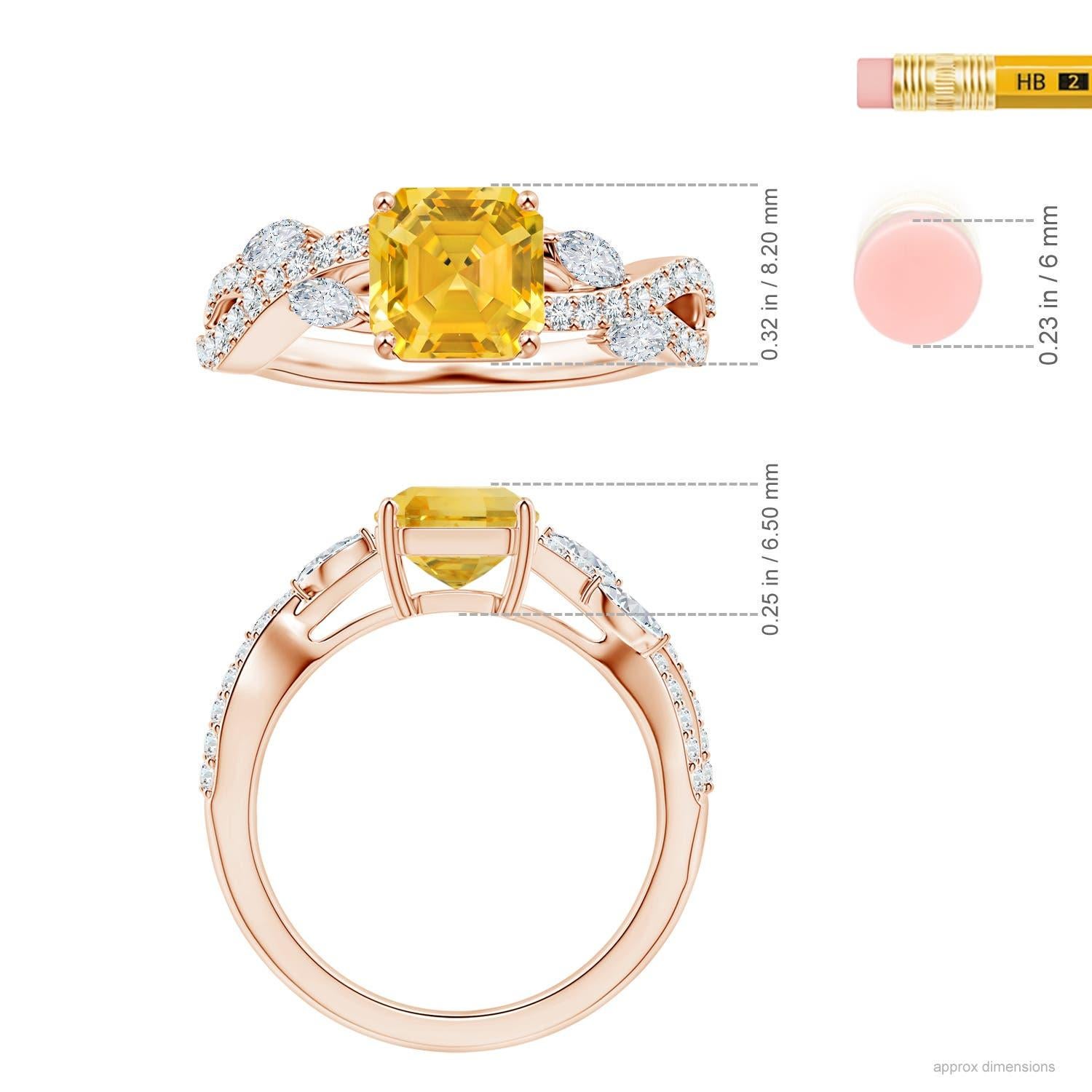 For Sale:  Angara GIA Certified Emerald-Cut Yellow Sapphire Ring in Rose Gold with Diamonds 5