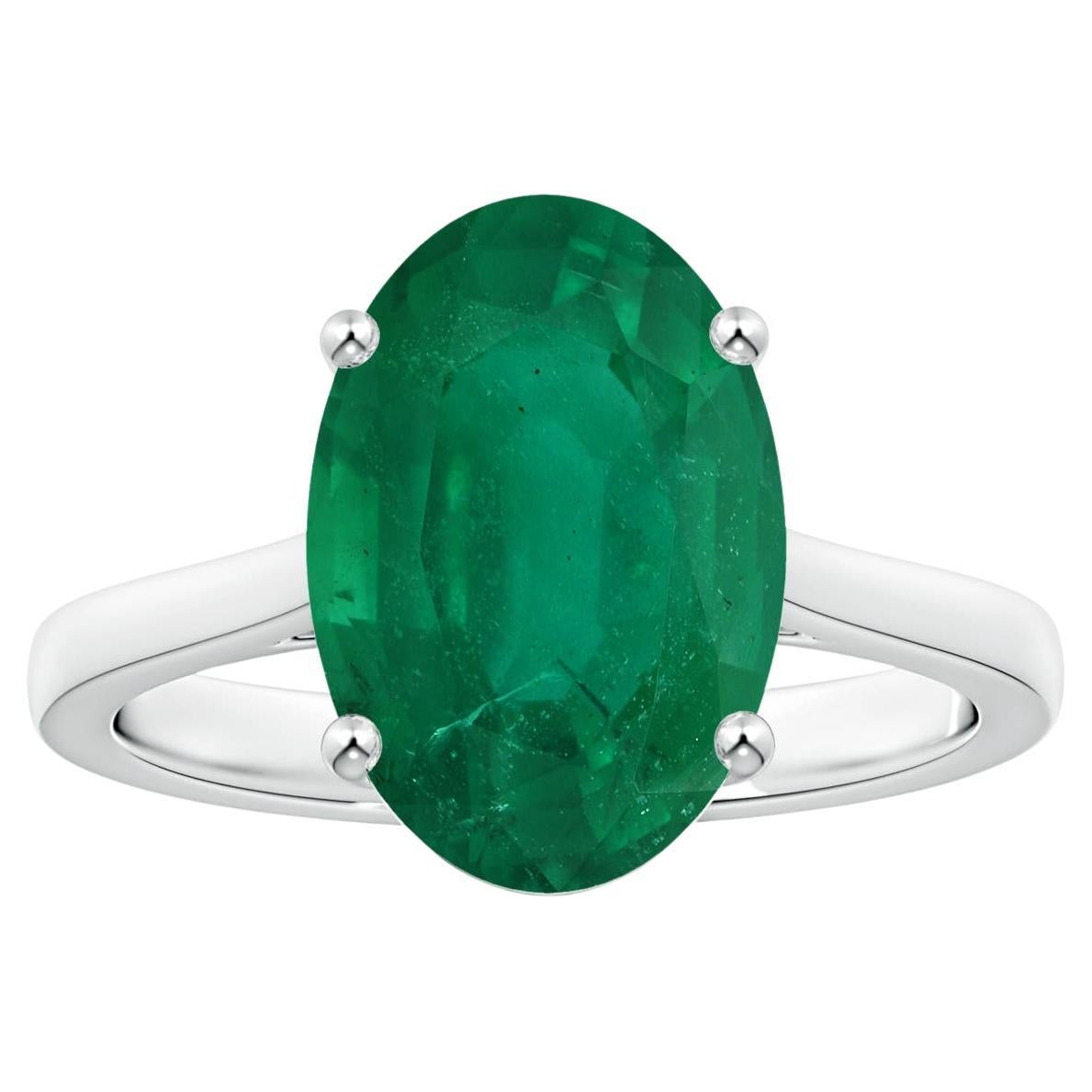 ANGARA GIA Certified Emerald Solitaire Ring in Platinum