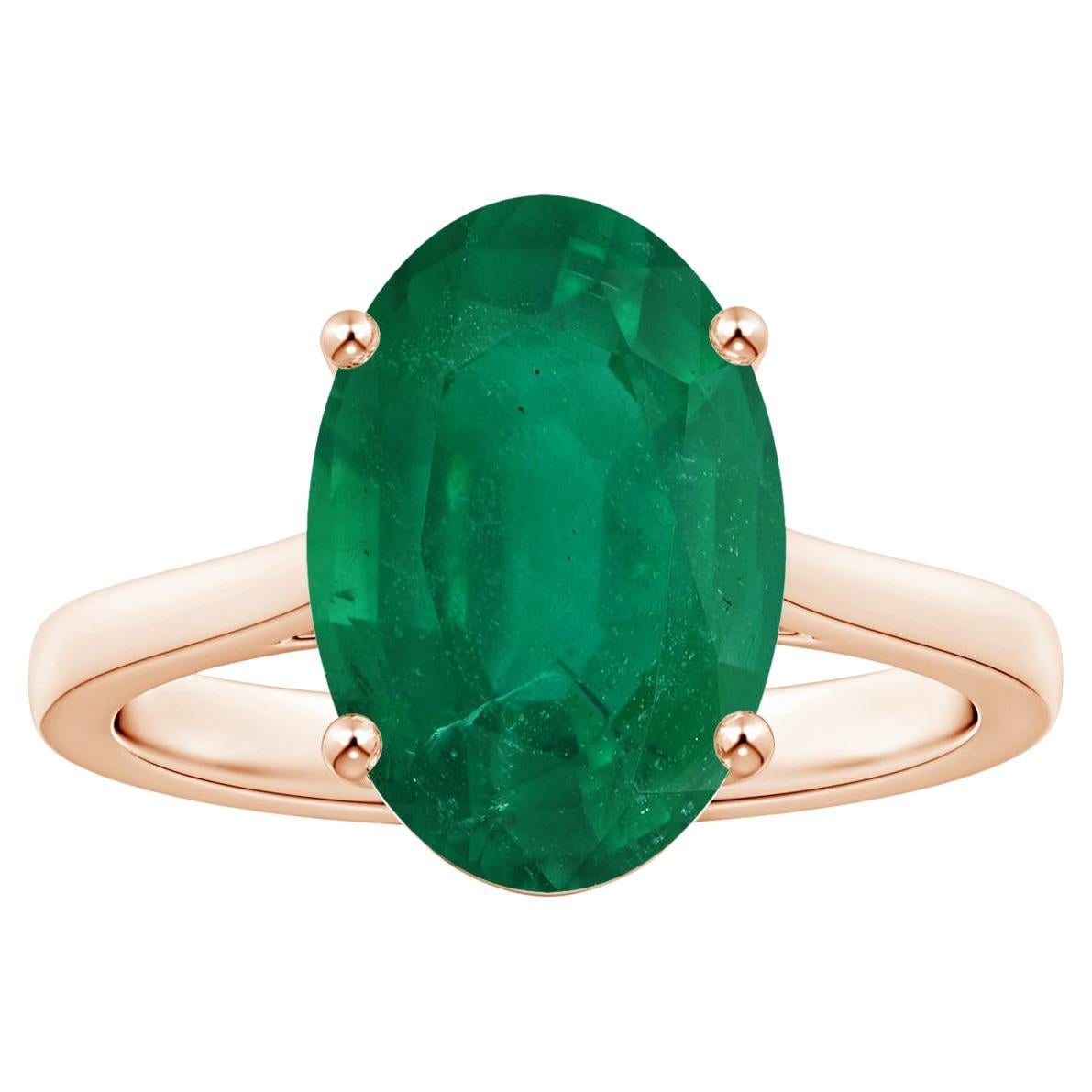 For Sale:  ANGARA GIA Certified Emerald Solitaire Ring in Rose Gold