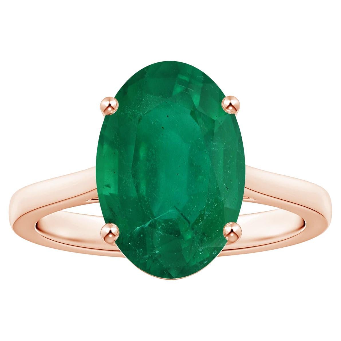 For Sale:  ANGARA GIA Certified Emerald Solitaire Ring in Rose Gold