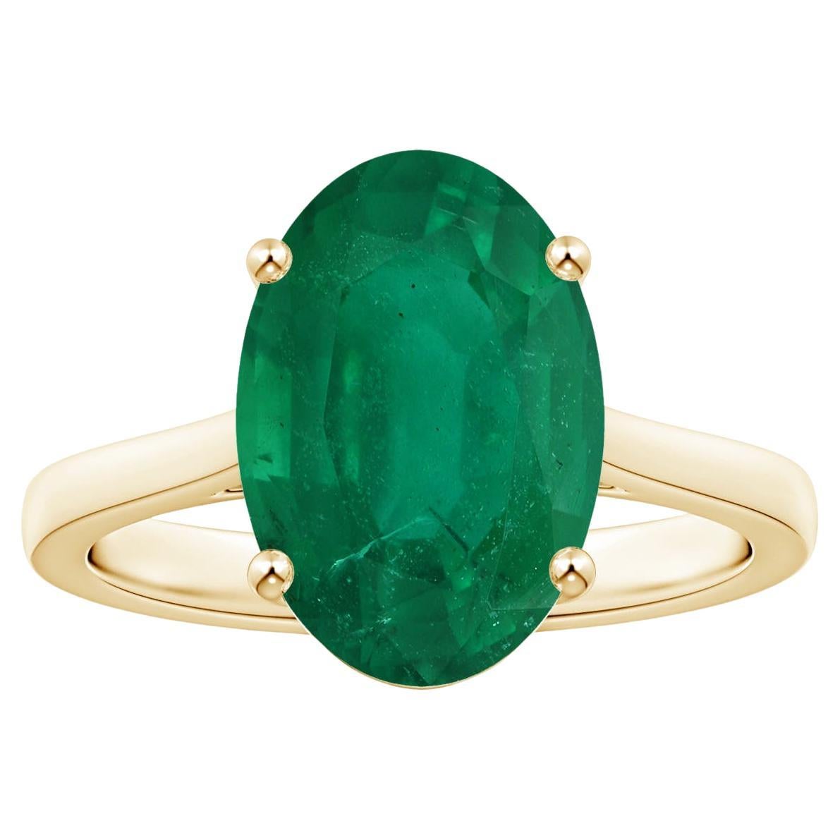 For Sale:  ANGARA GIA Certified Emerald Solitaire Ring in Yellow Gold