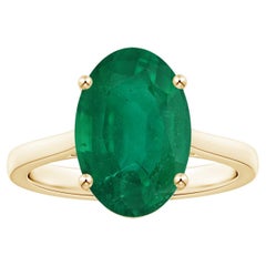 ANGARA Solitär-Ring aus Gelbgold mit GIA-zertifiziertem Smaragd