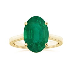 ANGARA Solitär-Ring aus Gelbgold mit GIA-zertifiziertem Smaragd