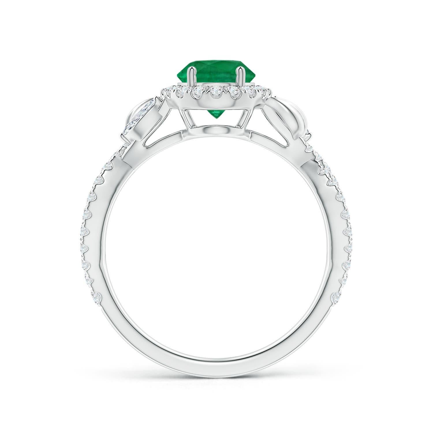 For Sale:  ANGARA GIA Certified Emerald Twisted Vine Ring in Platinum with Diamond Halo 2