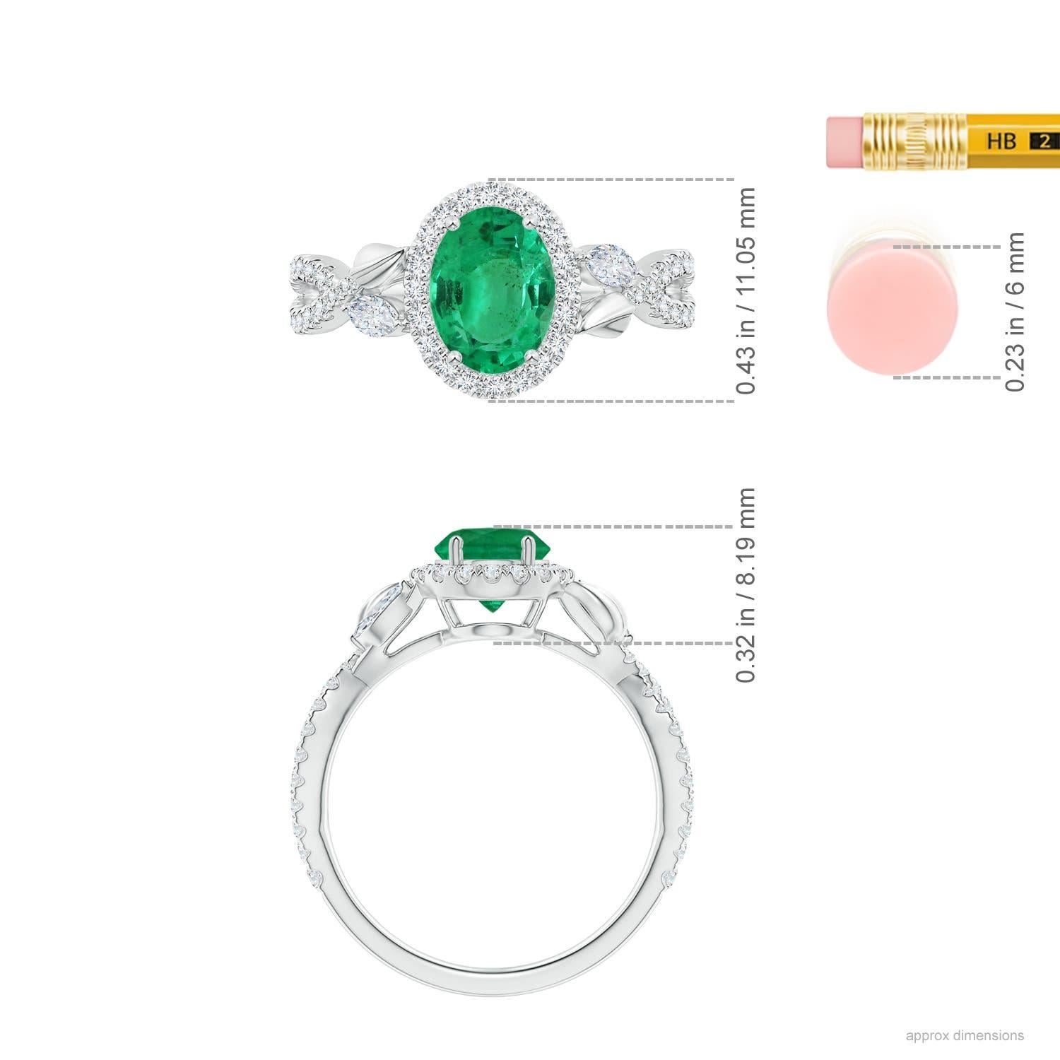 Im Angebot: ANGARA GIA zertifizierter Smaragd-Ring aus Platin mit gedrehtem Weinreben-Diamant-Halo () 5