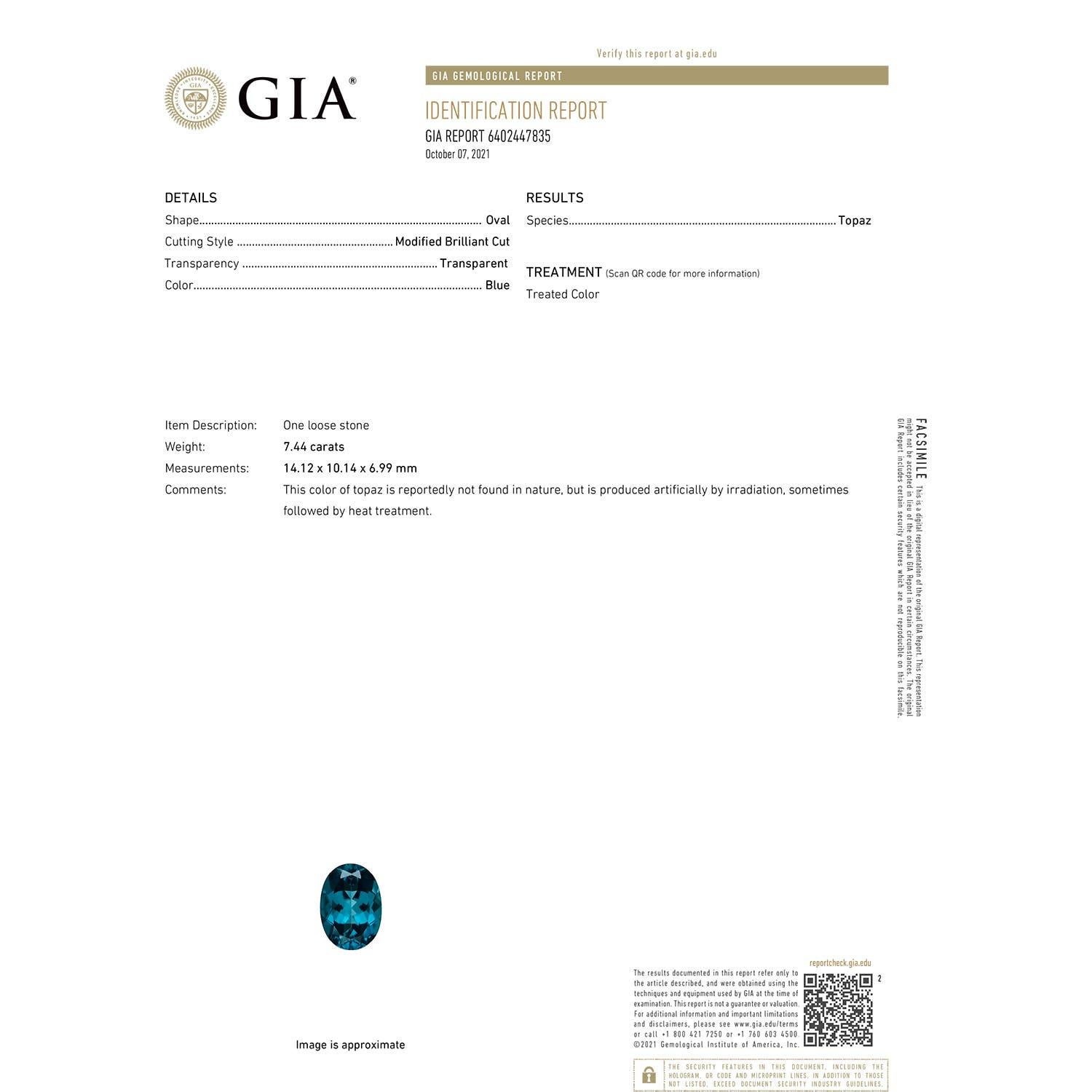 Angara GIA-zertifizierter Londoner Blauer Topas-Halo-Ring aus Gelbgold mit Milgrain () 5