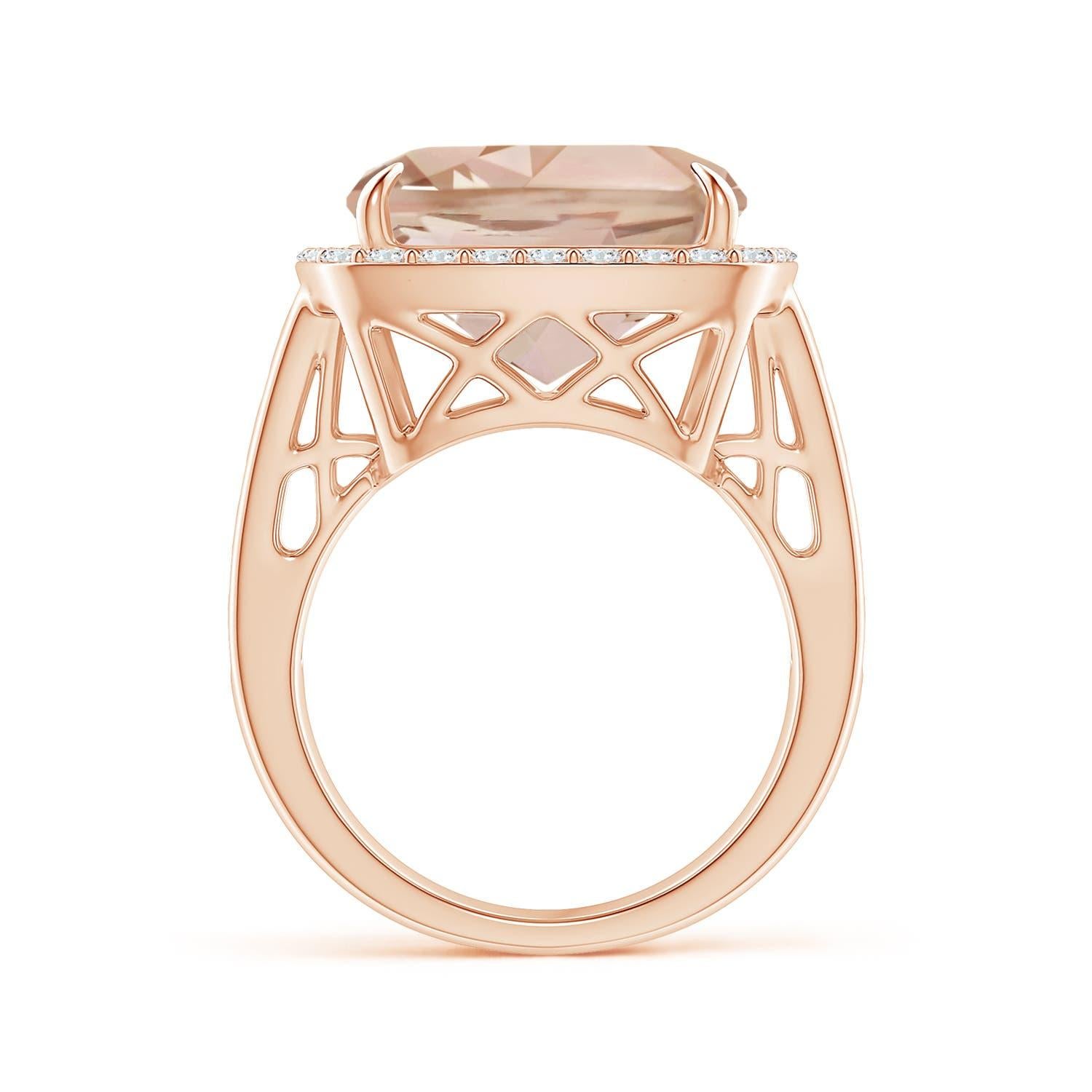 For Sale:  Angara GIA Certified Morganite Halo Ring in Rose Gold 2