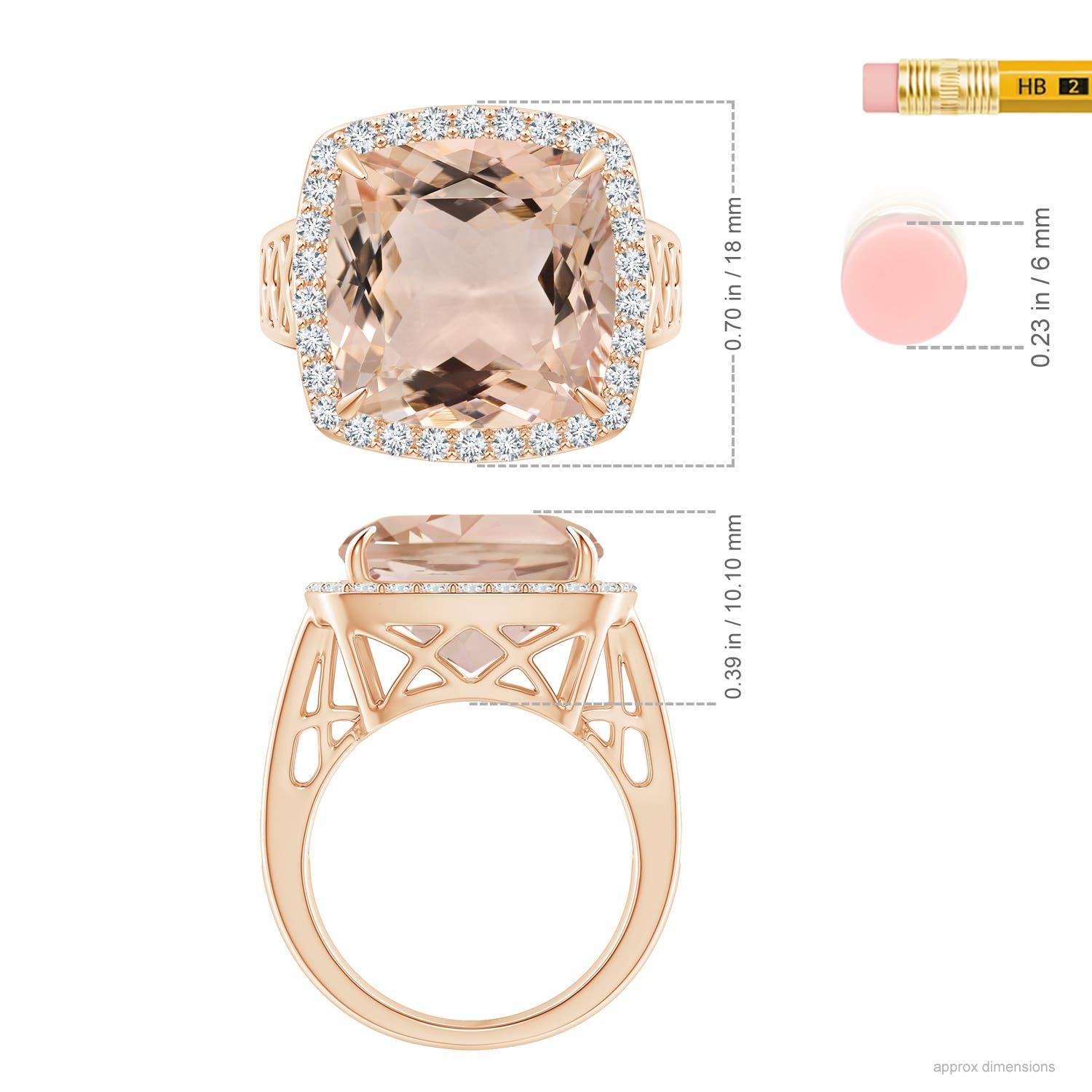 For Sale:  Angara GIA Certified Morganite Halo Ring in Rose Gold 4