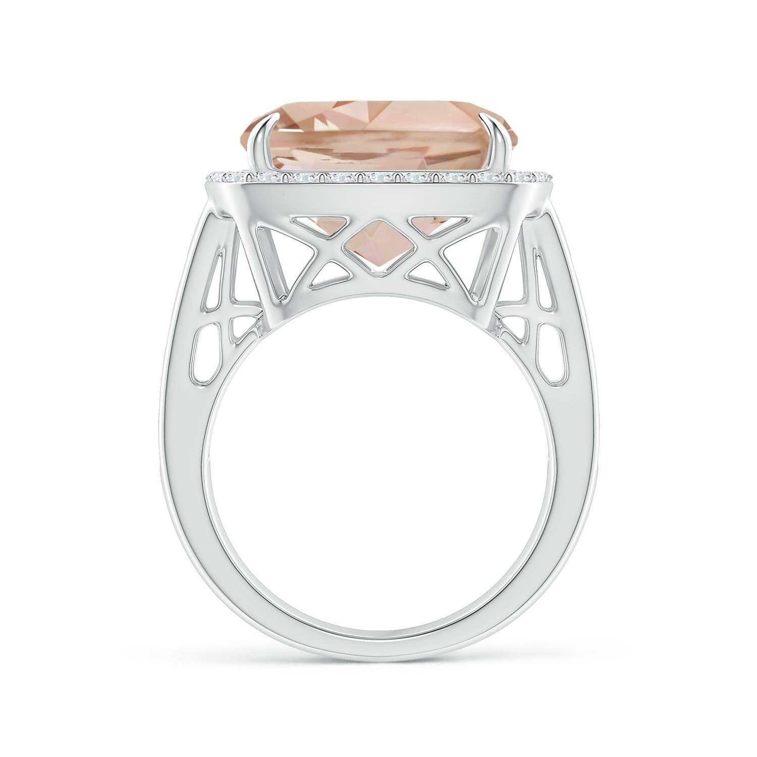 For Sale:  ANGARA GIA Certified Morganite Halo Ring in White Gold 2