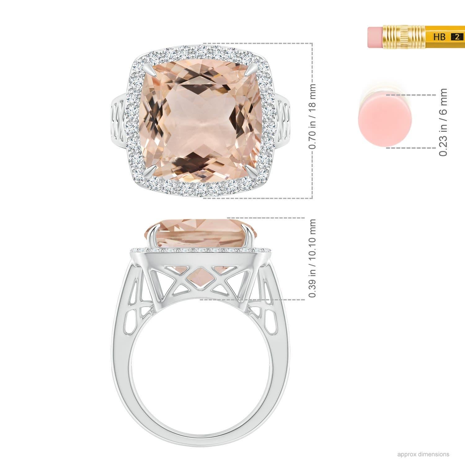 For Sale:  Angara GIA Certified Morganite Halo Ring in White Gold 4