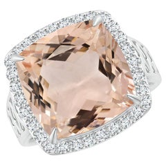 Angara GIA Certified Morganite Halo Ring in White Gold