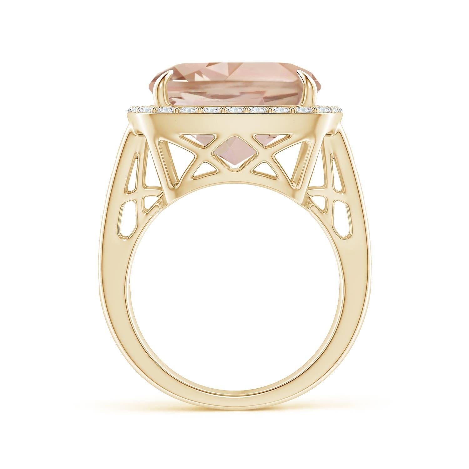 For Sale:  Angara GIA Certified Morganite Halo Ring in Yellow Gold 2