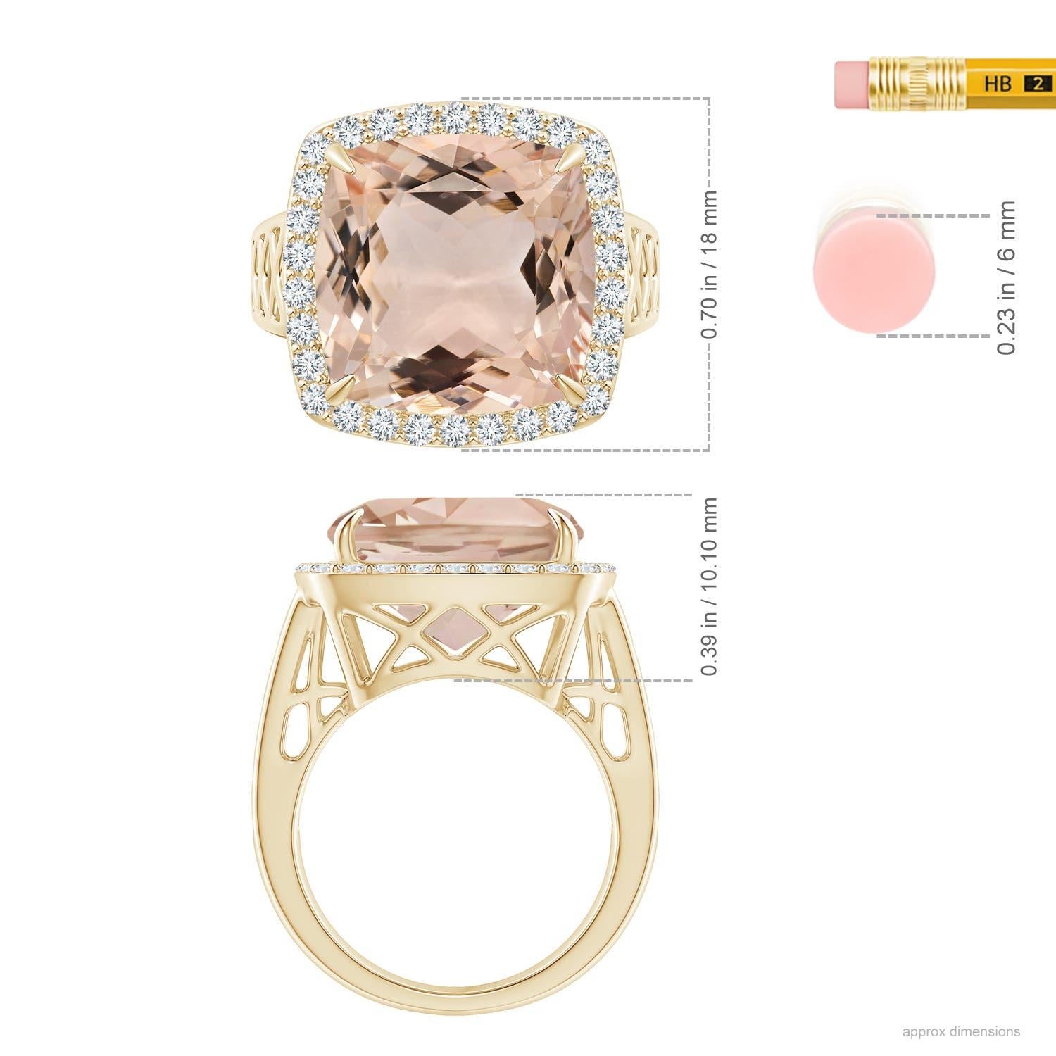 For Sale:  Angara GIA Certified Morganite Halo Ring in Yellow Gold 4