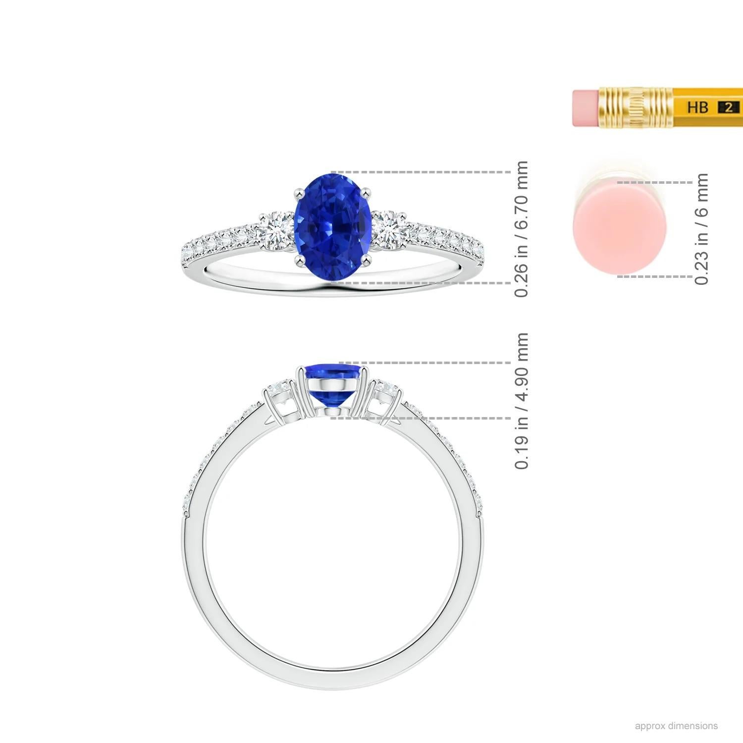 Im Angebot: Angara GIA-zertifizierter Ring aus Platin mit natürlichem 3-Stein-Blauem Saphir und Diamant () 5