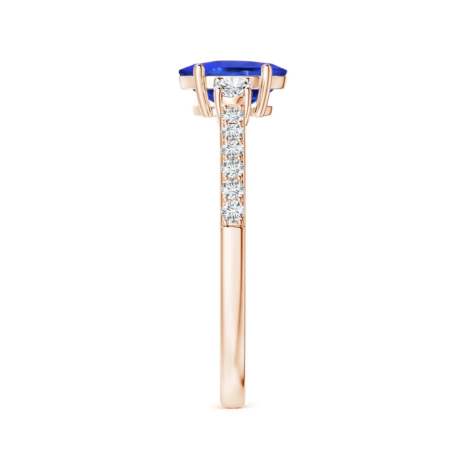 For Sale:  Angara Gia Certified Natural 3-Stone Blue Sapphire Rose Gold Ring with Diamonds 4