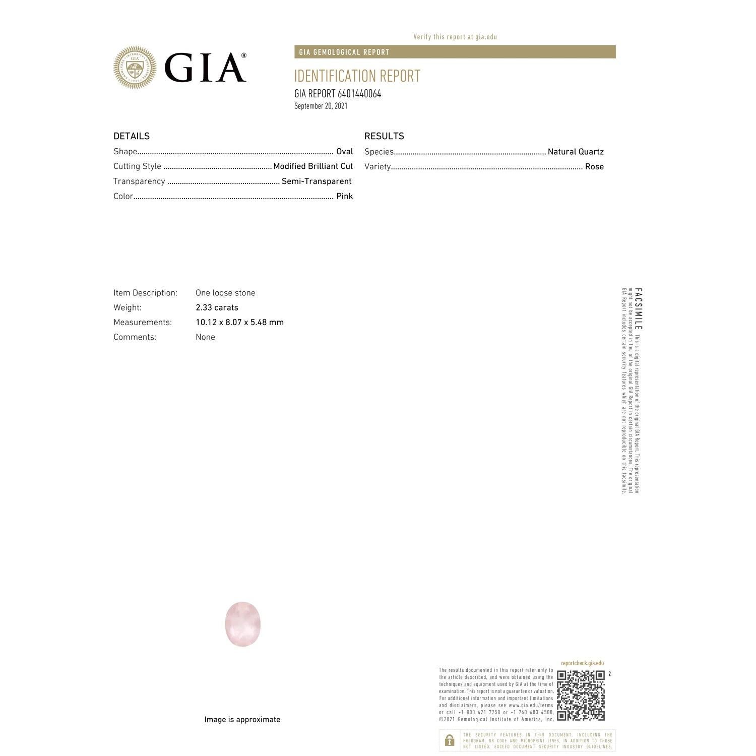 En vente :  Angara Gia Bague en platine avec quartz rose ovale à 3 pierres certifié naturel 3