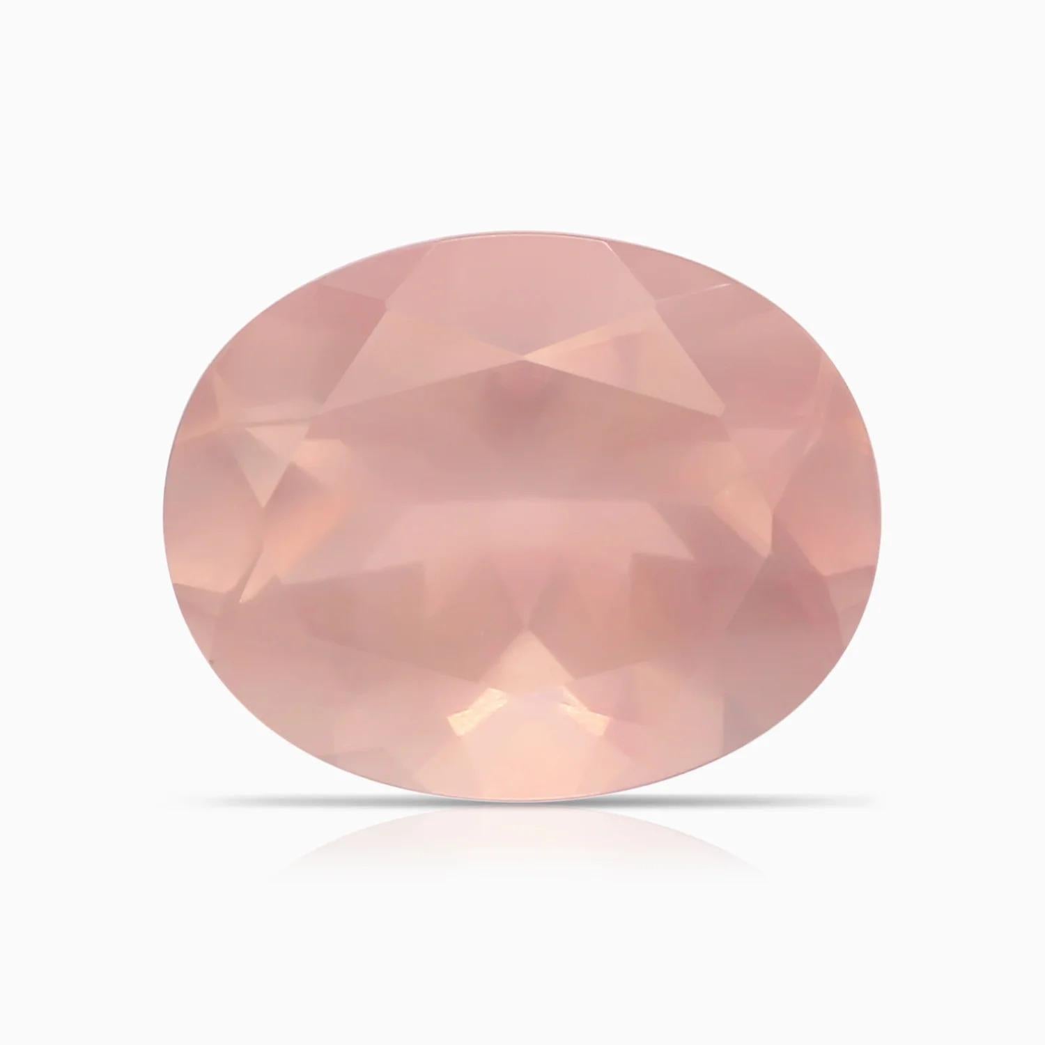 En vente :  Angara Gia Bague en platine avec quartz rose ovale à 3 pierres certifié naturel 6