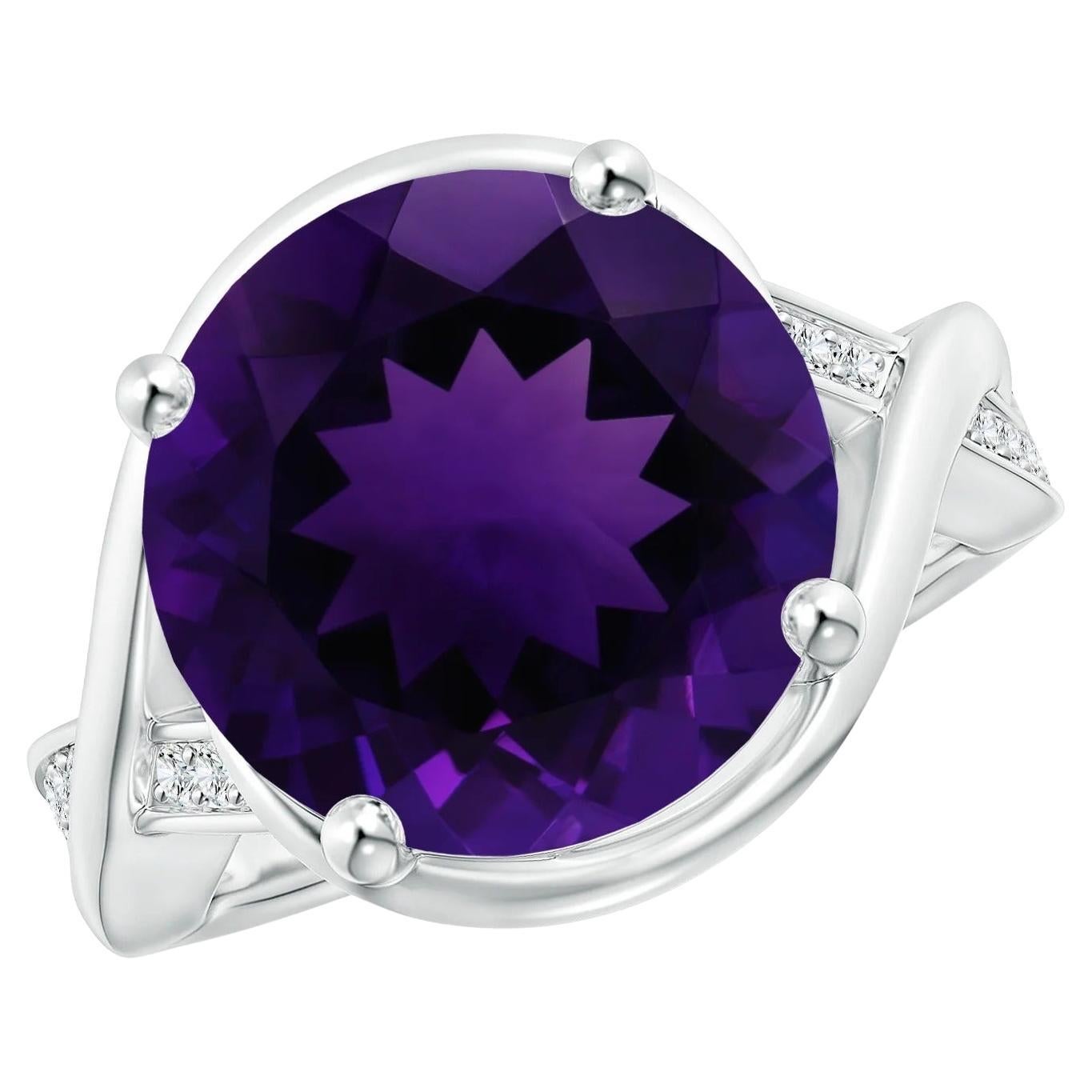 ANGARA GIA Certified Natural Amethyst Bypass Engagement Ring in Platinum